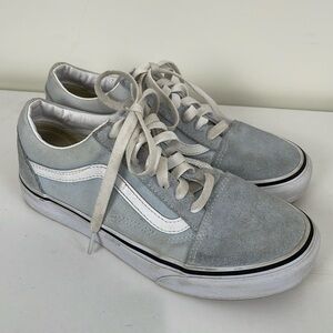 Vans Women's Light Blue and White Suede Sneakers